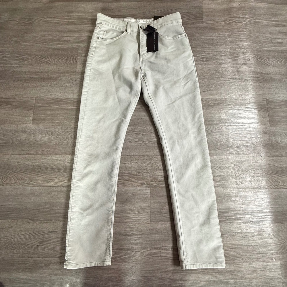Vintage Genes Black Slim Fit French Terry Denim Jeans Gray 30x30 NEW